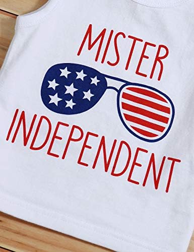 Erkek bebek 4th Temmuz Kıyafetler Mister Bağımsız Yelek Üst + Amerikan Bayrağı Şort Bebek Erkek Bebek Bağımsızlık Günü Giysileri