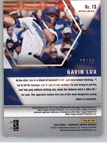 2020 Panini Chronicles Mozaik Beyaz Prizm Beyzbol 13 Gavin Lux SER/25 Los Angeles Dodgers Panini America'dan Resmi MLB PA Ticaret