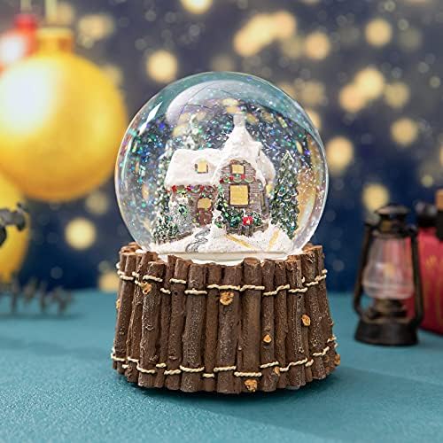 Müzikal Kış Evi ve Karlı Ağaçlar Noel Sezonu için Kar Küresi Manto Dekorasyon ve Masa Üstü Ekran için Snowglobe Koleksiyon Müzik