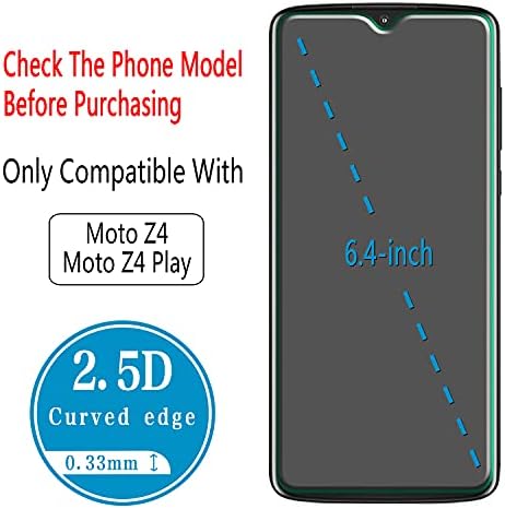 (2 Paket) Motorola Moto Z4 İçin Uyumlu HPTech Ekran Koruyucu, Moto Z4 Oynamak Temperli Cam, 9 H Sertlik, Kurulumu kolay, Kabarcık