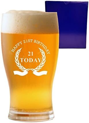 KİŞİSELLEŞTİRİLMİŞ KAZINMIŞ (kadar 20 Karakter) 1 Pint Lale Bira Bardağı İle Mutlu 21st Doğum Günü Çelenk Tasarım ve Hediye Kutusu