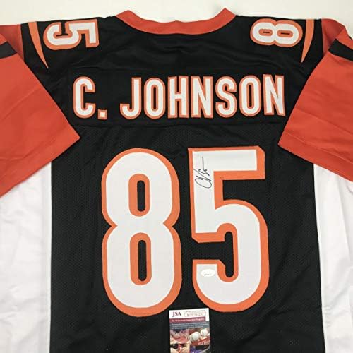 İmzalı / İmzalı Chad Johnson Ochocinco Cincinnati Siyah Futbol Forması JSA COA
