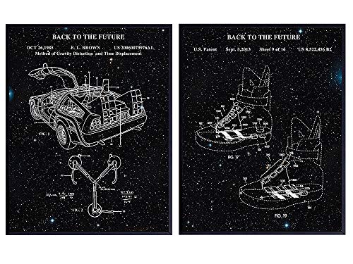 Geleceğe Dönüş Poster Seti-Marty McFly DeLorean Duvar sanat dekoru - 8x10 Patent Baskılar-Çocuklar için Benzersiz Fütüristik