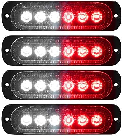 VKGAT 4 adet Sync Özelliği 6LED Araç Kamyon Acil Beacon Uyarı Tehlike Flaş Strobe Işık Yüzey Montaj (Kırmızı / Beyaz)