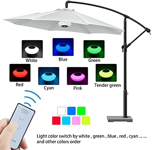 Veranda şemsiye ışık, açık kablosuz şarj edilebilir pil kumandalı konsol şemsiye ışıkları ile uzaktan, renk değiştirme şemsiye