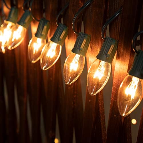 C9 Temizle noel dize ışık seti, 100 ayaklar Vintage noel ağacı ışıkları, açık tavan dize ışıkları ile 100 Temizle ampuller için