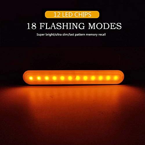 Sıdaqı 2 Pcs 12 LEDS amber ışık çubuğu Ultra-ince yüzey montaj Uyarı yanıp sönen ınşaat dikkat ışık çubuğu 18 modları Acil Strobe