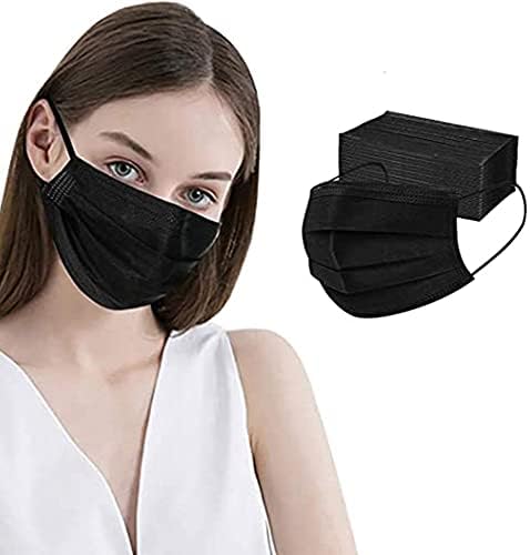 100 Adet Üç Katmanlı Maske, Siyah Tek Kullanımlık Maske (1000)