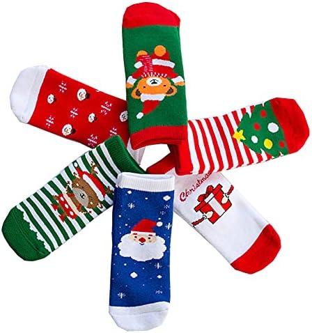 Bebek Erkek Kız Noel Çorap 6 Packs Unisex Termal Pamuk Çorap Renkli Sıcak Ekip Çorap 1-8 Yıl Çocuklar için