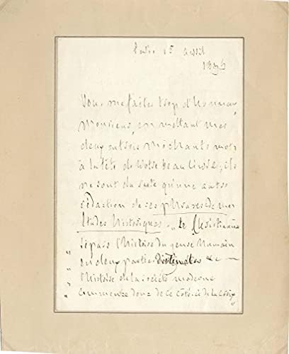 FRANSIZ YAZAR François-René de Chateaubriand imzalı ve monteli imza mektubu