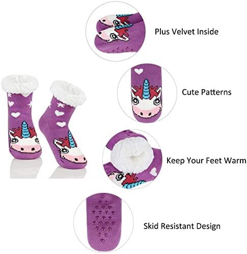 Durio Terlik Çorap Çocuklar için Hayvan Terlik Çorap Gripperler ile Sevimli Kız Terlik Çorap Sıcak Noel Terlik Çorap