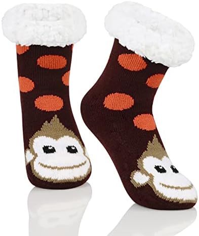 Durio Terlik Çorap Çocuklar için Hayvan Terlik Çorap Gripperler ile Sevimli Kız Terlik Çorap Sıcak Noel Terlik Çorap