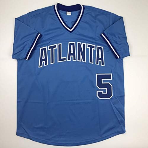 İmzalı / İmzalı Bob Horner Atlanta Açık Mavi Beyzbol Forması JSA COA