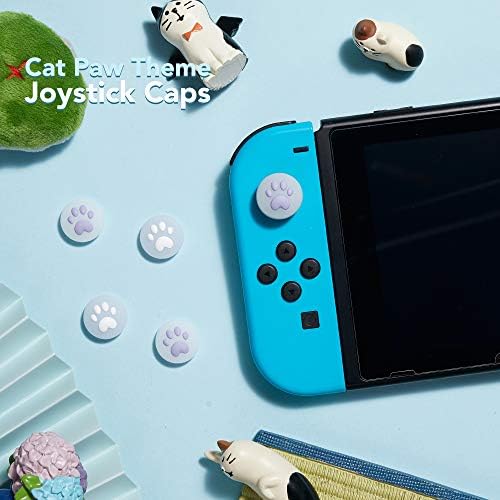 LeyuSmart Yükseltme Saydam Kedi Paw Thumb Sapları Caps için Nintendo Anahtarı & Lite, Temizle Silikon Başparmak Kap, yumuşak