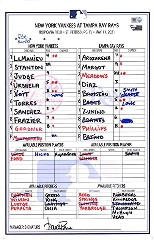 New York Yankees Oyunu - 11 Mayıs 2021'de Tampa Bay Rays'e karşı İkinci El Kadro Kartı-Major League Baseball Oyunu İkinci El