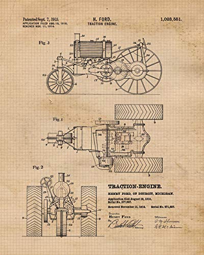 Vintage Ford Traktörler Patent Baskılar, 4 Set (8x10) Çerçevesiz Fotoğraflar, Duvar Sanat Dekor Hediyeler Altında 20 için Ev,