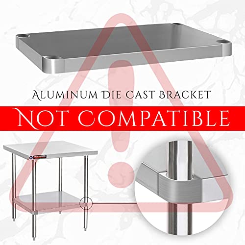 Çalışma Masaları için Galvanizli Alt Raf-DuraSteel 30 x 60 Paslanmaz Çelik ve Ahşap Çalışma Masaları için Ekstra Ayarlanabilir