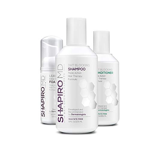 Şampuan, Saç Kremi ve Günlük Köpük içeren Daha Kalın, Dolgun ve Sağlıklı Görünen Saçlar için Shapiro MD Doğal Saç Seti (1 Aylık