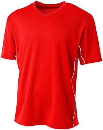 A4 Spor Giyim Kırmızı/Beyaz Şerit Yetişkin Küçük Futbol Forması