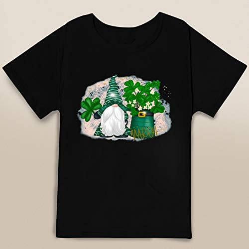 Dosoop Kadınlar Aziz patrick Günü Baskılı Artı Boyutu O-Boyun T-Shirt Kısa Kollu Yeşil Gnome Grafik Tee Kazak Bluz Tops