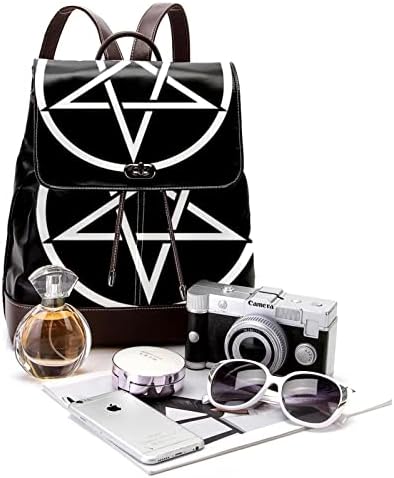 Rahat PU deri sırt çantası için Unisex, Satanizm Pentagram kadın Moda omuz çantası Öğrenciler Sırt Çantası