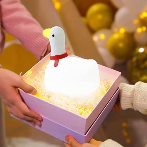 Sevimli ördek kaz gece lambası, USB şarj edilebilir hayvan kreş lamba ile taşınabilir yumuşak silikon Wihte ışıkları, çocuk odası