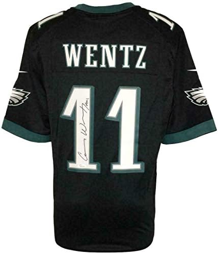 Carson Wentz İmzalı Philadelphia Eagles Siyah Nike Oyun Çoğaltma Forması JSA İmzalı NFL Formaları