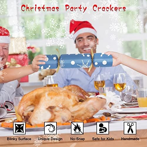 10 Paket 12 Noel No-Snap Parti Masa Favor Şaka ile Küçük Hediyeler Çocuklar Yetişkinler için Noel Hediyesi, mavi Kar Taneleri