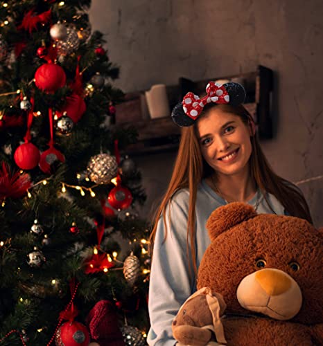 Turuncu Yay Fare Kulaklar Kafa Bandı-REVESA Sevimli Klasik Pullu Kafa Bandı Kadınlar ve Kızlar için Uygun Cadılar Bayramı Noel