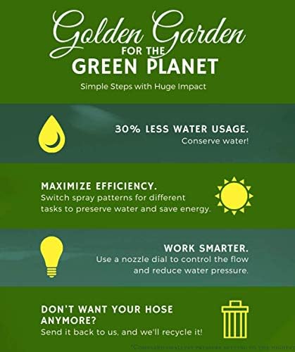 Golden Garden 25ft Siyah Genişletilebilir Bahçe Hortumu: 10 Fonksiyonlu Püskürtme Memesi ve Hortum Saklama Çantası ile Esnek