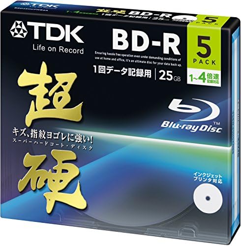 PC Verileri için TDK Blu-ray BD-R Disk | Süper Sert Kaplama / 25GB 4x Hız 5 Paket (Japonca İçe Aktarma)
