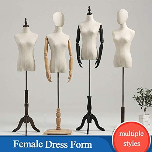 XCTLZG Kadın Manken Torso Vücut Elbise Formu için Giyim Elbise Takı Ekran ile Tripod Standı ve Katı Ahşap Eller (Renk: Ahşap,