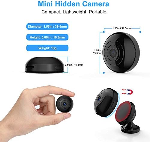 Mini Gizli Kamera WiFi-Casus Kamera Kablosuz 1080P, Oucam Ses ve Video Kaydı ile Küçük Casus Kamera Dadı Kamerası Canlı Yayın/Gece