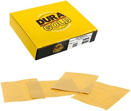Dura-Gold Premium 1/4 Sayfalık Altın Zımpara Kağıdı, 600 Grit (25 Kutu) - 4.5 x 5.5 Boyut Kanca ve Halka Desteği, Ahşap Mobilya