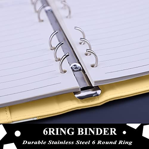 Ndsox Bütçe Binder için A6 Fermuar Nakit Zarflar ve Dolum Kağıt, PU Deri Doldurulabilir A6 Bütçeleme için 6-Ring Mini Binder