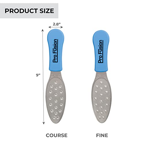 ForPro Pro Fusion Paslanmaz Çelik Pedikür Dosyası - Kaba, Çift Taraflı Profesyonel Kalite-Topuklar ve Ayaklar için Mavi Saplı