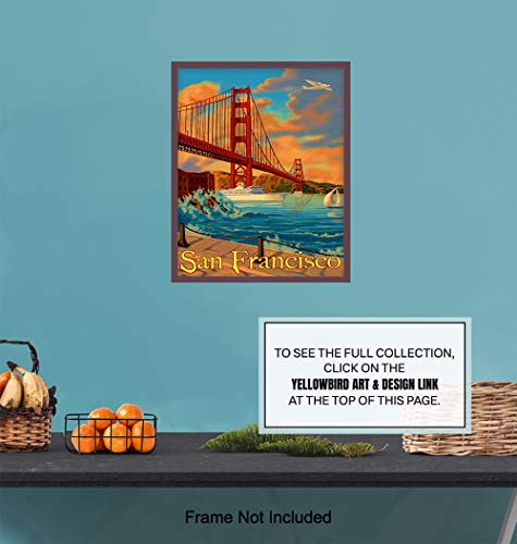 Golden Gate Köprüsü Çerçevesiz Fotoğraf - Vintage Duvar Sanat Baskısı-Harika bir Hediye Yapar - Şık Ev Dekorasyonu-Çerçeveye