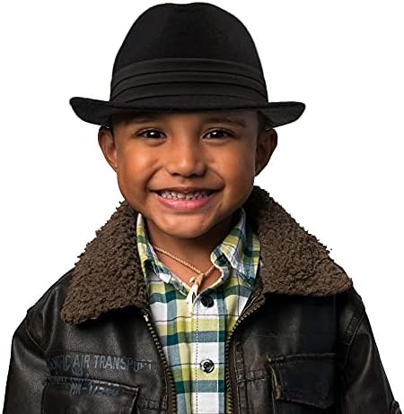 Çocuk Kısa ağız Siyah Fötr Fedora şapka - Erkek Manhattan-Şapka Gangster Fedora şapka 2-6 Yaş için