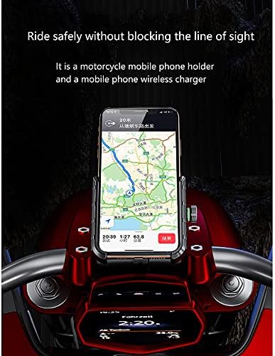 Motosiklet Cep Telefonu Tutucu, Kablosuz Şarj Cihazı 15W Hızlı Şarj Kablosuz Şarj Cep Telefonu Navigasyon Braketi, Daha Fazla