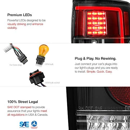 [2009-2014 Ford F150 Kamyonet için] Siyah Konut OLED Tüp LED kuyruk ışık Lambası Meclisi, sürücü ve Yolcu Yan