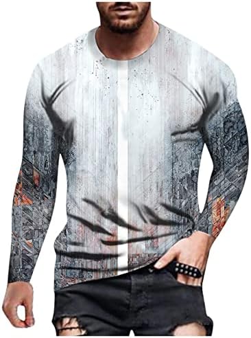 Erkekler için uzun Kollu Gömlek,erkek Moda 3D Baskılı Komik T Shirt Rahat Yuvarlak Boyun Grafik Hip Hop Streetwear Tops