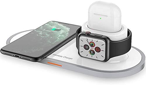 Kablosuz Şarj, KKUYI 3 in 1 Kablosuz şarj İstasyonu AirPods için Apple İzle şarj standı Kablosuz şarj Standı ile Uyumlu iPhone