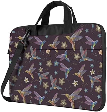 Çiçek sinek kuşları nakış Laptop omuz Messenger çanta Taşıma çantası bilgisayar Kapak kılıfı kolu İle,