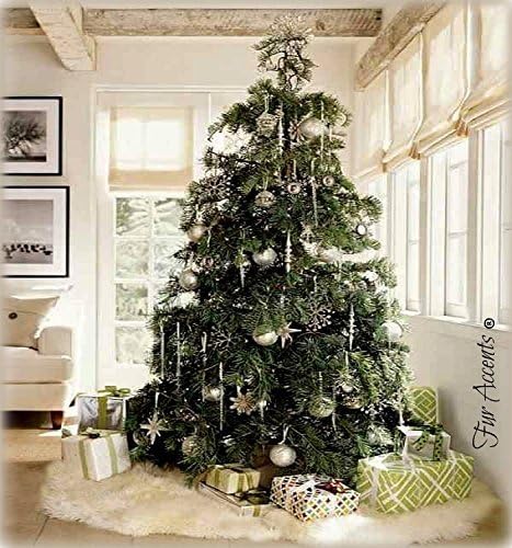 Yumuşak Shaggy Faux Kar Kürklü Noel Ağacı Etek Dekorasyon Yuvarlak Yarık ve Açılış ile Ağaç için (70)