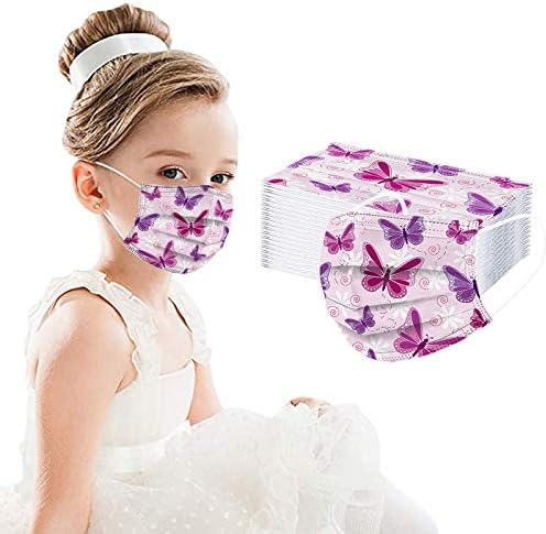 Homebaby 10/20/50/100 Adet Tek Kullanımlık Childern Face_Masks 3 Katmanlar Sevimli Kelebek Ağız Elastik Kulak Döngüler ile Kapsayan
