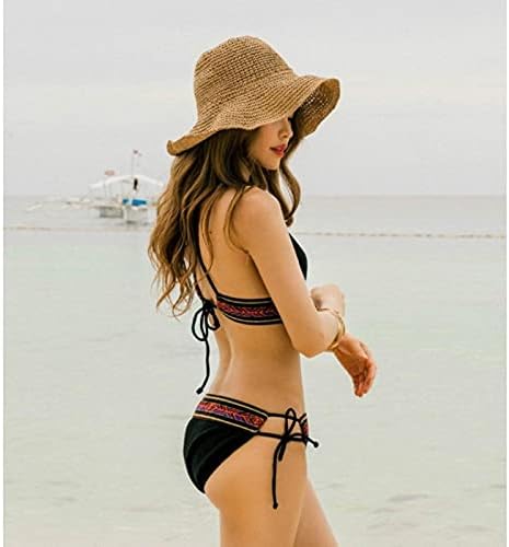 UKKD Katlanır Hasır Şapka kadın Yaz Gezisi Güneşlik Tatil Serin Şapka Sahil plaj şapkası Gelgit yazlık şapkalar