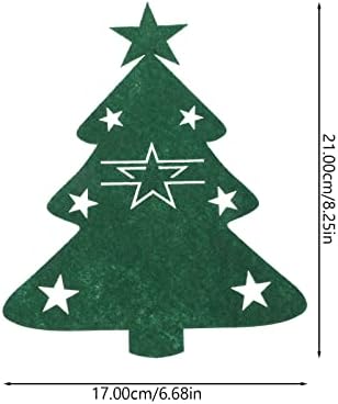 Noel Ağacı Gümüş Çatal Çanta: 4 adet Yeşil Noel Ağacı Şekli Sofra Takımı Tutucular Tatil Sofra Cepler Kılıfı Dekoratif Çatal