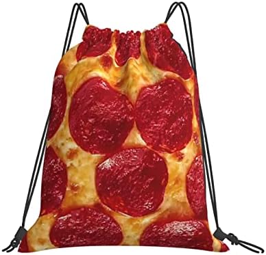 Animasyonlu Pizza ipli sırt çantası, spor salonu Sackpack çanta Yoga spor yüzme seyahat plaj İçin
