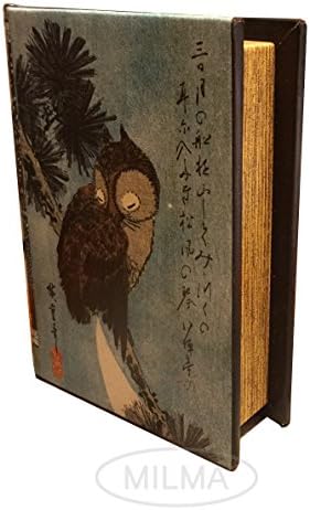 Ahşap Üzerine Utagawa Hiroshige Dekoratif Kitap Kutusu Suni Deri tarafından Küçük Kahverengi Baykuş