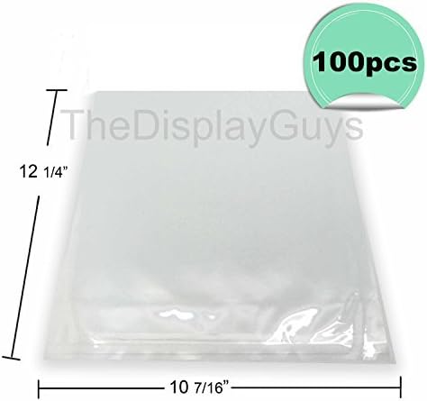 Ekran Guys, 100 Adet 10 7/16 x 12 1/4 Temizle Kendinden Yapışkanlı Plastik Torbalar için 10x12 inç Resim Fotoğraf Çerçeveleme